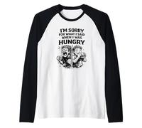 Hangry Apology Funny Eating Burger Quote Raglan Baseball Tee