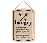 Hangry Definition Wood Wall Decor - Funny Hanging Sign for Kitchen - I'm Sorry For What I Said When I Was Hangry