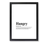 Hangry Typography Framed Print | A2 Black Framed Wall Art | Ready to Hang | Modern Positive Affirmations Picture | Living Room Bedroom Lounge Office