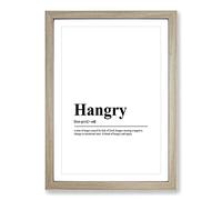 Hangry Typography Framed Print | A2 Oak Framed Wall Art | Ready to Hang | Modern Positive Affirmations Picture | Living Room Bedroom Lounge Office