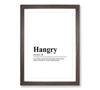 Hangry Typography Framed Print | A2 Walnut Framed Wall Art | Ready to Hang | Modern Positive Affirmations Picture | Living Room Bedroom Lounge Office