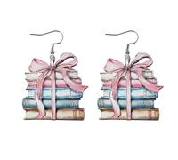 Hangs Bookstack Christmas Ornament for Book Lovers and Librarians - Flat Printed Acrylic Decoration for 2024 Holiday Season (11X8X0.5cm)