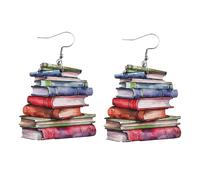 Hangs Bookstack Christmas Ornament for Book Lovers and Librarians - Flat Printed Acrylic Decoration for 2024 Holiday Season (Blue, 11X8X0.5cm)