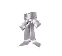 HANGSET Stylish Soft Scarf Ribbon Scarf Long Skinny Satin Belt Sash Necktie Neck Scarf Choker for Women, Silver Gray, 200cm*5cm
