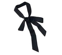 HANGSET Women's Black Satin Imitated Silk Skinny Long Scarf, 78.7" x 1.96"