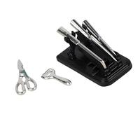 Hangsu 1: 12 Scale Miniature Cutter Set with Rack Alloy Cutter Model Figurine for Doll House Kitchen Scene Display Photography Doll House Accessories Kitchen Cutting Set