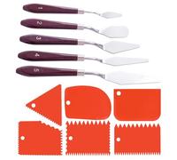 HANGSU 11 Piece Spatula Set Acrylic Painting,Palette Knife Painting Set,5 Pieces Stainless Steel Painting Knives & 6 Pieces Plastic Toothed Spatula for Structural Paste,Watercolour,Oil