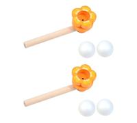 Hangsu 2Set Wood Floating Blowing Ball Game Toy for Kids Enhances Breathing Control Educational Toy Develop Coordination Skill Wood Blowing Ball Game