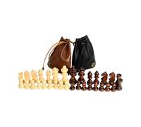 Hangsu 32Pcs Wood International Chess Pieces with Bag Hand Carved Game Pawns Figurine Pieces Board Accessories International Figures Board Game Beginner