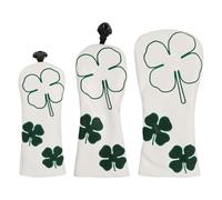 Hangsu 3Pcs Leaf Pattern Driver Headcover PU Leather Golfs Club Head Covers Fairways Club Headcover for and Wood Fairways Hybrids Head Covers