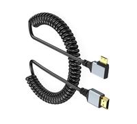 Hangsu 4K60Hz Coiled Video Cable 90 Degree Angled Option Spring Cord Bidirectional for Laptops Tablets Card and More Aluminum Cord