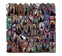 Hangsu 50Pcs Punk Black Cats Stickers Waterproof Decals for Scrapbooking and Personalizing Item Customization Suitcase Waterproof Stickers