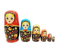 Hangsu 6 Layer Wooden Russian Nesting Dolls Hand Painted Educational Toy for Creative Activity Russian Nesting Dolls Wooden Matryoshka Hand Painted Folk Art