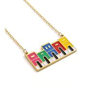 Hangsu Beautifully Designed Lightweight Necklace Depicting Traditional Puerto Rican Architecture in Stainless Steel Elegant Chain Necklace