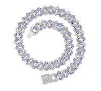 Hangsu Bling Full Diamonds Cuban Chain Necklace with Elegant Designs Sturdy Alloy Hip Hop Jewelry Accessory for Trendy Women Bling Rhinestones Neckpiece