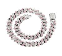 Hangsu Bling Full Diamonds Cuban Chain Necklace with Elegant Designs Sturdy Alloy Hip Hop Jewelry Accessory for Trendy Women Bling Rhinestones Neckpiece
