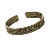 Hangsu Classical Tibetan Copper Bracelet Hand Painted Featuring Sacred Buddhist Mantras Adjustable Openable for Good Fortunes Tibetan Bracelet