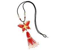Hangsu Elegant Butterfly Fringe Necklace Handmade Sweater Chain Accessories for Women Long Layering Jewelry Tender Date Necklace