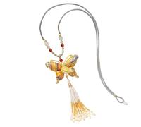 Hangsu Elegant Butterfly Fringe Necklace Handmade Sweater Chain Accessories for Women Long Layering Jewelry Tender Date Necklace
