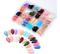Hangsu Hanging Pendant,Press On Nails Long Coffin, 24 Color Full Long Fake Nails, Acrylic False Tip, Solid Color Glossy False
