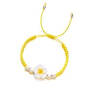 Hangsu Hawaiian Styles Flower Bracelet Handmade Beach Jewelry Adjustable Braided Rope Wristchain Stylish Bohemian Wrist Jewelry Braided Floral Charm Bracelet