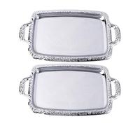 Hangsu Hotel Household Supplies Fruit Tray Gifts Silver Rectangle Stainless Steel Serving Blank Metal Trays Decorative Tray For Party Buffet Reusable Plastic Eating Party