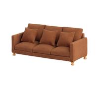 Hangsu Miniature Three Seat Sofa Model Figurine for 1/12 Doll House Living Room Scene Setting with Realistic Detail Throw Pillow Luxury Miniature Sofa Model Figure