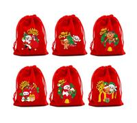 Hangsu Pack of 6 Fabric Christmas Treat Bags 20x30cm Friendly Packaging for Candy Chocolate Storage