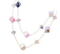 Hangsu Resin Double Layer Geometric Collarbone Necklace Auroras White Designs for Sensitive Skin Fashionable Auroras White Resin Double Layer Collarbone Chain Necklace for Office Wear