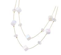 Hangsu Resin Double Layer Geometric Collarbone Necklace Auroras White Designs for Sensitive Skin Fashionable Auroras White Resin Double Layer Collarbone Chain Necklace for Office Wear