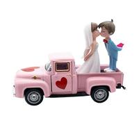 Hangsu Retro Alloy Truck Model Wedding Romantics Home Decors with Openable Door Bride and Groom Figurines Pull Back Toy Car
