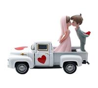 Hangsu Retro Alloy Truck Model Wedding Romantics Home Decors with Openable Door Bride and Groom Figurines Pull Back Toy Car