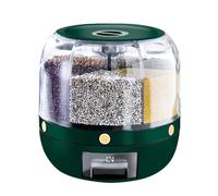 Hangsu Rice Dispenser,Rotating Rice Dispenser Multipurpose Grains Storage Container with 6 Removable Bins Sealed Dry Cereal Grains Bucket