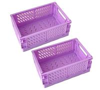 Hangsu Stackable Table Basket Organizers Office Desktop Drawer Shelf Mini Plastic Baskets Mini Foldable Desk Crates Storage Box Convenient Desktop Storage Baskets