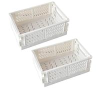 Hangsu Stackable Table Basket Organizers Office Desktop Drawer Shelf Mini Plastic Baskets Mini Foldable Desk Crates Storage Box Convenient Desktop Storage Baskets