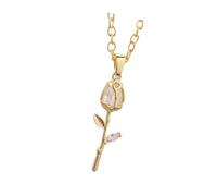 Hangsu Stylish Gold Tulips/Rose Pendant Necklace with Crystals Accent Portable Accessory for Enhancing Your Everyday Outfits Tulips Pendant Necklace