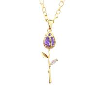Hangsu Stylish Gold Tulips/Rose Pendant Necklace with Crystals Accent Portable Accessory for Enhancing Your Everyday Outfits Tulips Pendant Necklace