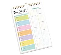 Hangsu Tear Resistant Weekly Diet Organizers Notebook Reusable Planning Pad with Reinforced Coils Compacts Vertical Designs Weekly Food Planner Meal Journal