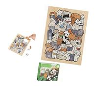Hangsu Unique Animal Theme Wooden Puzzle 50Pieces Jigsaws for Stress Relief Creative Gift Artistic Home Display Photo Frame Animal Puzzle Boards Game for Adult Kids