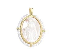 Hangsu Unique Virgin Marys Pendant Necklace with Mother of Pearls Shells and Micros Inlay Designs Daily Use Stylish Outfits Religious Accessory