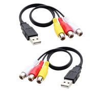 Hangsu USB to 3RCA Female Jacks Splitter Cables with EMIs RFI Shielding Flexible PVC Jackets for Sound Video Output AV Composite Cable USB