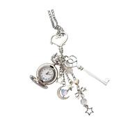 Hangsu Vintage Open Pocket Watch Keychain with Bear Charm and Star Detail for Couples Unique Toss Cover Pocket Watch