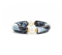 Hangsu Women Elastic Resin Bead Bracelet Artistic Marbled Comfort Fit Fashion Statement Suitable for Various Event Colorful Effect