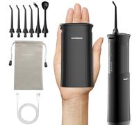 Hangsun Mini Travel Water Flosser, Portable Cordless Oral Irrigator: 3+1 Modes with DIY Water Pressure Dental Flosser, IPX7 Waterproof, Telescopic Tank, 6 Jet Tips for Braces and Bridges Care