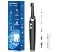 HANGSUN Tooth Polisher Plague Remover for Teeth Whitening, Tooth Cleaner Teeth Cleaning Plaque Removal for Dental Cleaning Kit, Yellow Teeth Stain Remover with 5 Brush Heads, Black