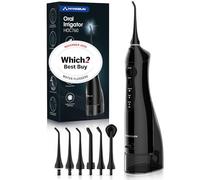 Hangsun Water Flossers for Teeth Cordless Oral Irrigator Dental Water Jet HOC760 Electric Tooth Flosser with 8 Jet Tips 300ML Water Tank USB Rechargeable for Tavel and Home Use Black