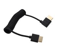 HangTon 8K 4K50 HDMI Braided Spiral Cable for ATOMOS Ninja V Shinobi, Sony FX30 Canon R1 Lumix G9 GH6 Nikon Blackmagic TV Laptop PS5 Xbox FEELWORLD Portkeys, Left Angle to Straight