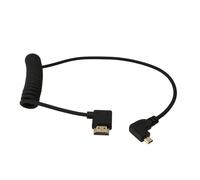 HangTon 90-Degree Micro HDMI 4K 8K Cable for Lumix S9, Sony A7R V ZV-E10, Canon R6 R5, ATOMOS Ninja V Ultra Shinobi Monitor, High-Speed Flexible Black Spiral 50cm