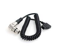 HangTon D-tap P-tap to Right Angle XLR 4 Pin Female Coiled Power Cable for Blackmagic URSA Mini Pro, Sony F5 F55 Camera, ARRI Monitor