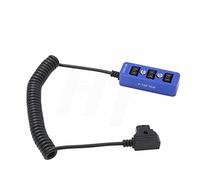 HangTon D-tap Triple Power Splitter Box, P-tap Male to Female 3 Port Screw Mount for Ronin 2, V-mount Battery, ARRI Alexa RED Sony Camera (Blue and Coiled)